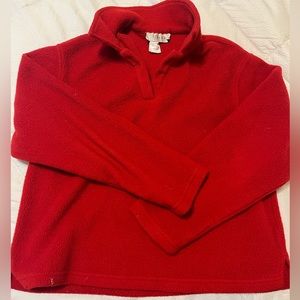 Cropped red pullover fleece